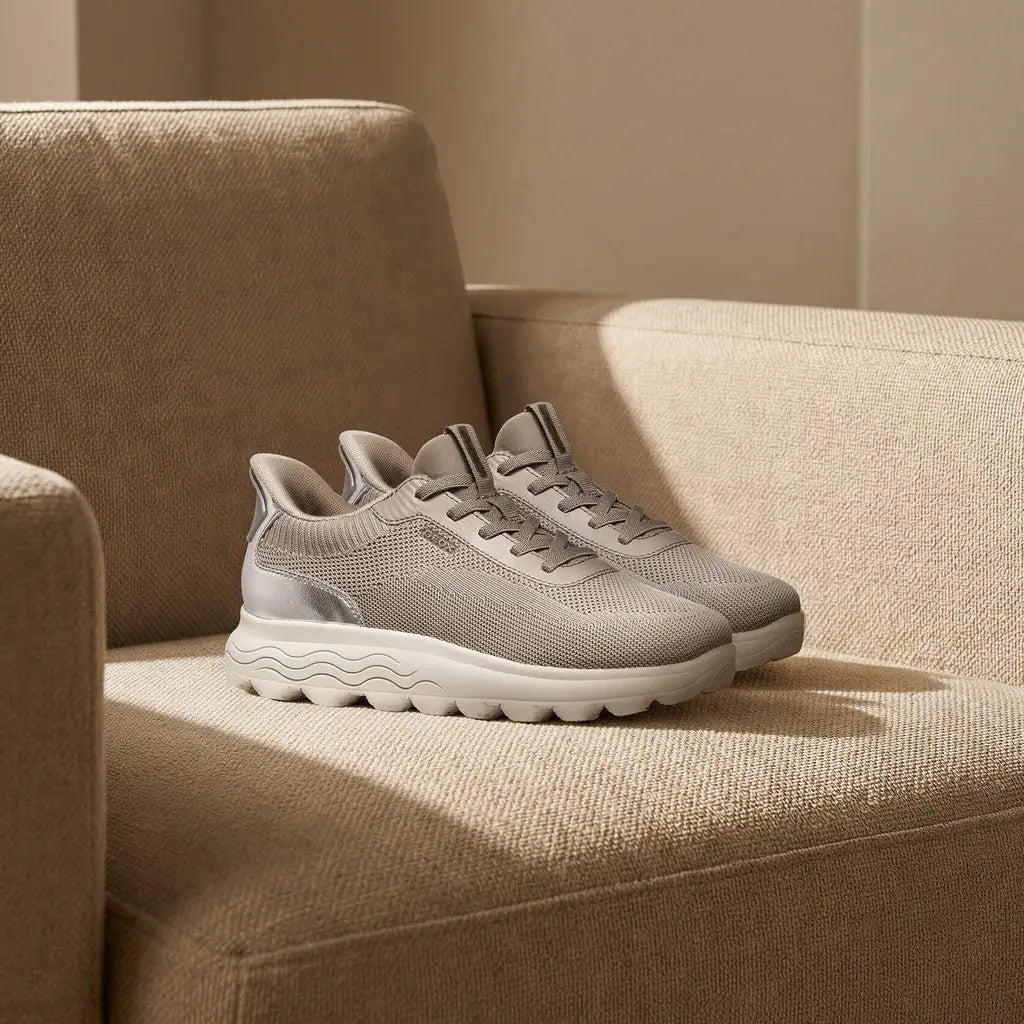 Geox Spherica Plus ténis feminino cinza prateado malha