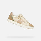 Geox Blomiee ténis feminino bege branco fecho lateral