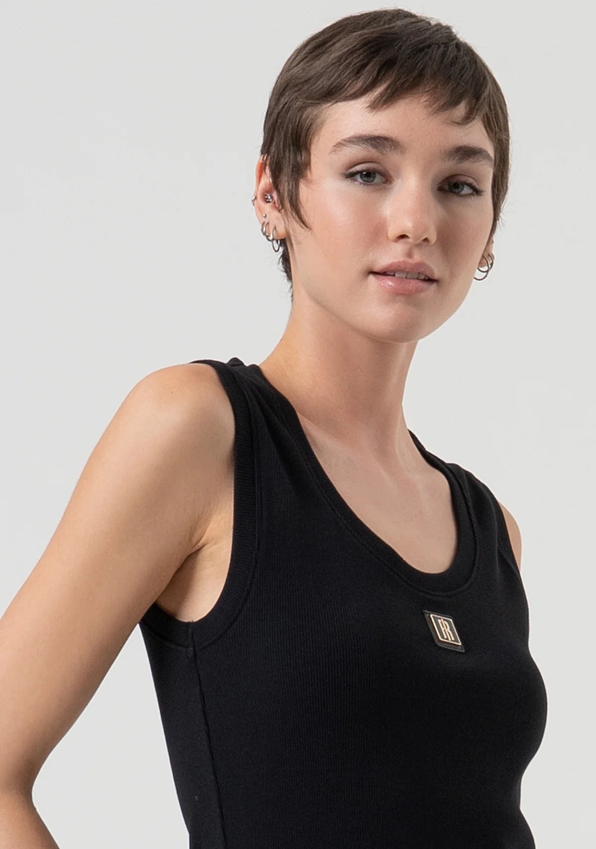 Fracomina Tank Top Lã Malha Algodão - vista frontal