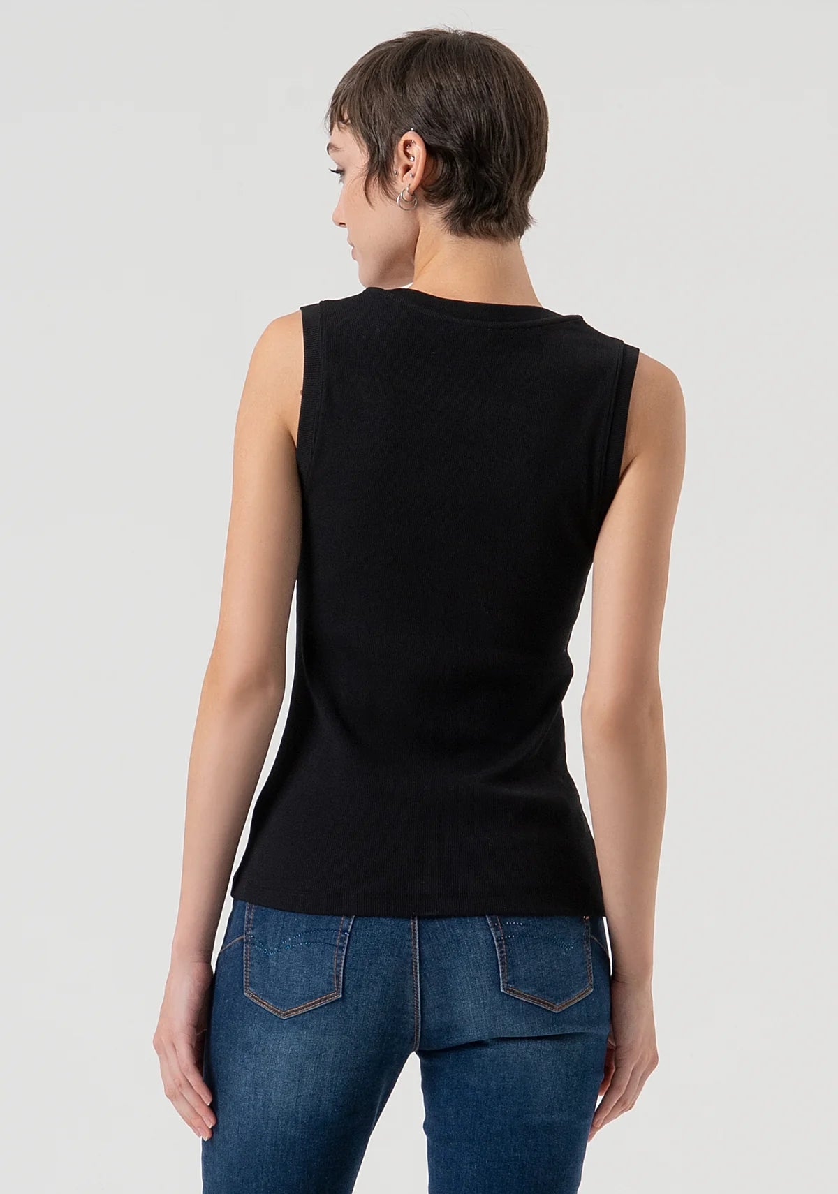 Fracomina Tank Top Lã Malha Algodão