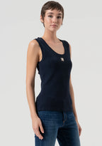 Fracomina Tank Top Lã Malha Algodão