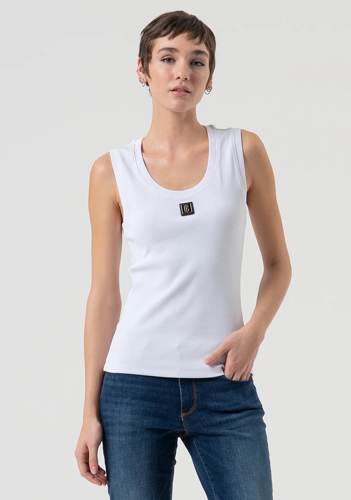 Fracomina Tank Top Lã Malha Algodão