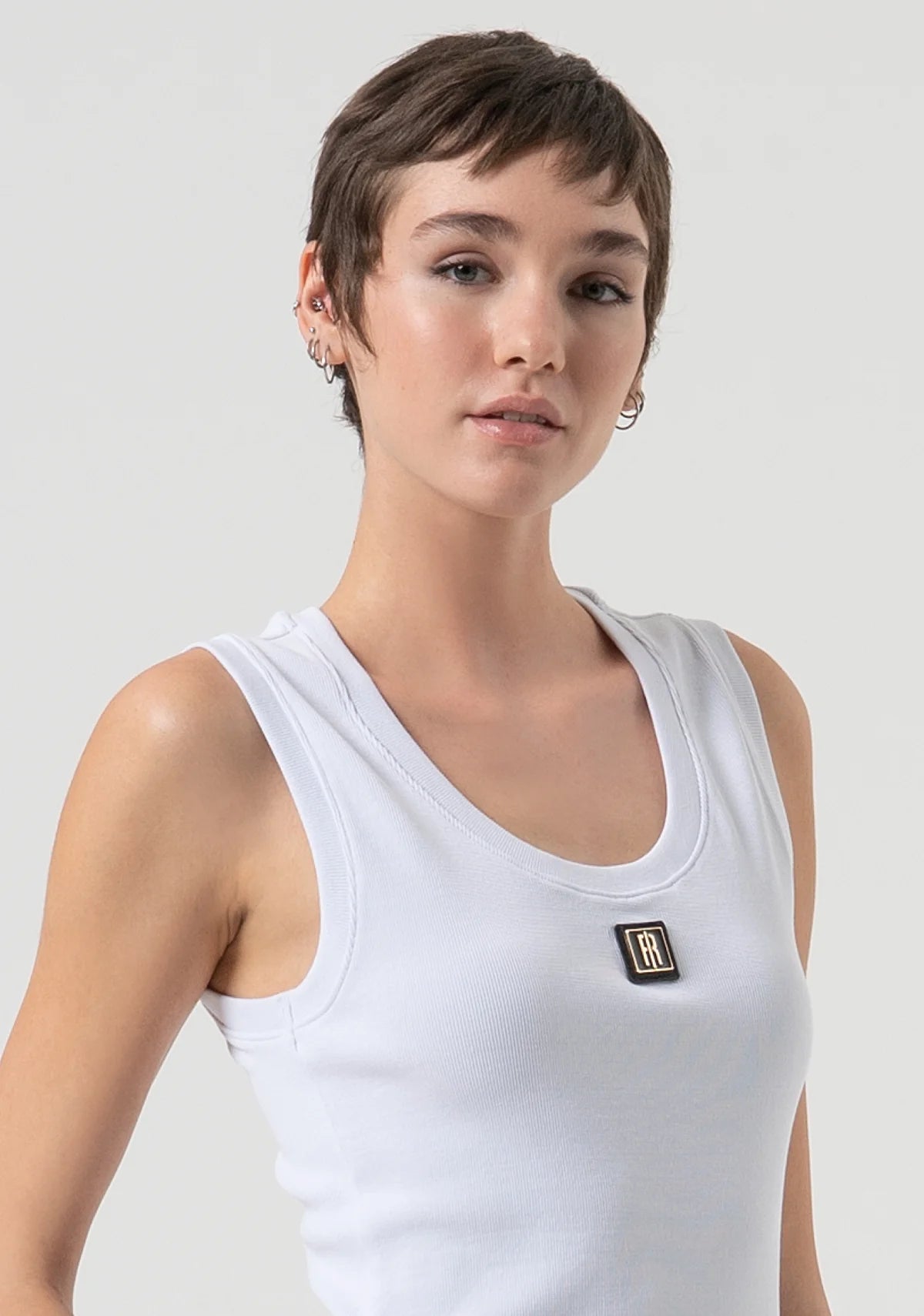 Fracomina Tank Top Lã Malha Algodão - vista alternativa