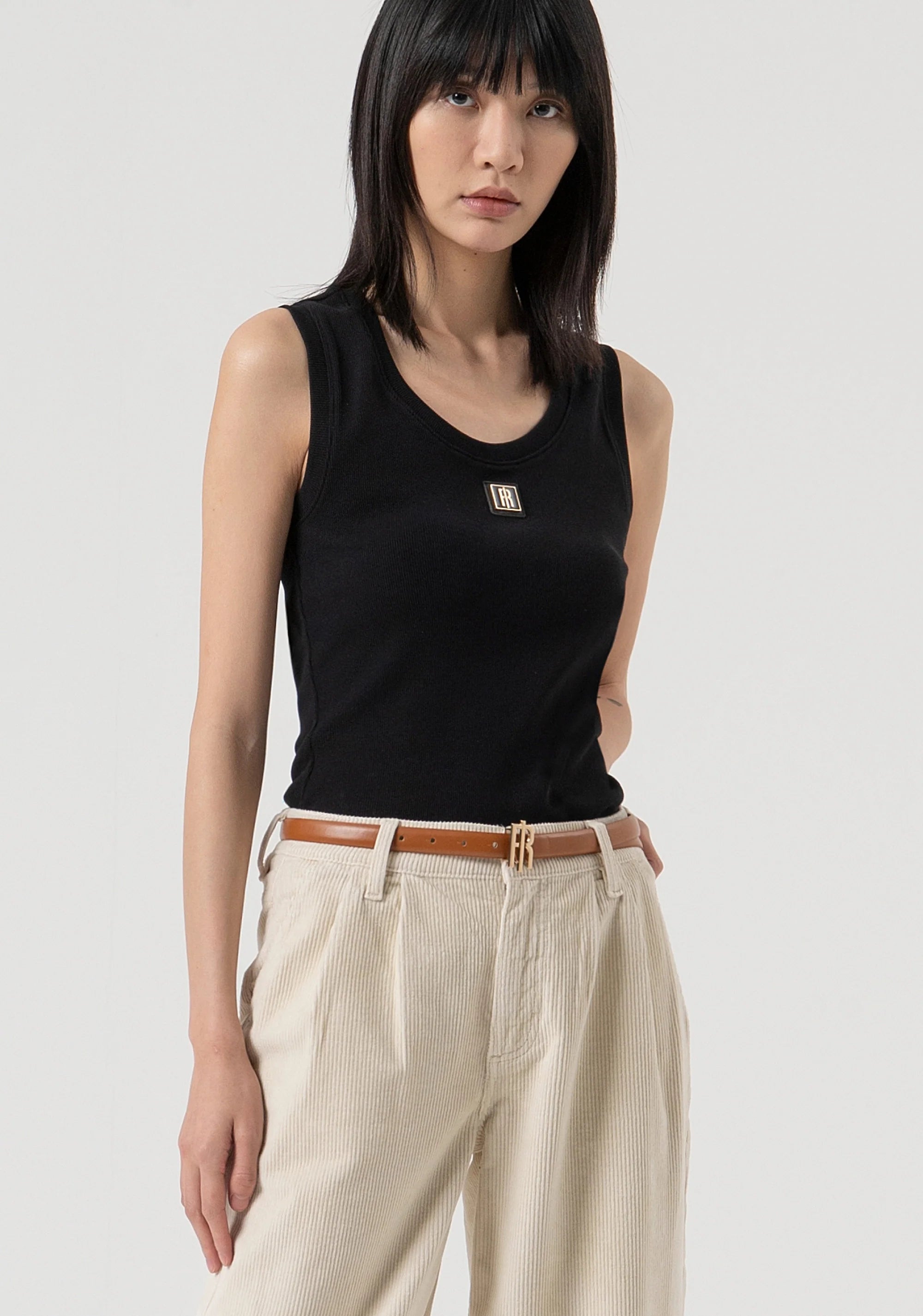 Fracomina Calças Lã Bombazina com Aplicação - detalhe