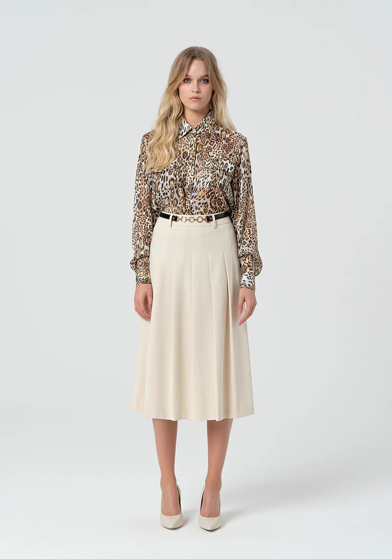 Fracomina Saia Lã Algodão Pregas - vista frontal