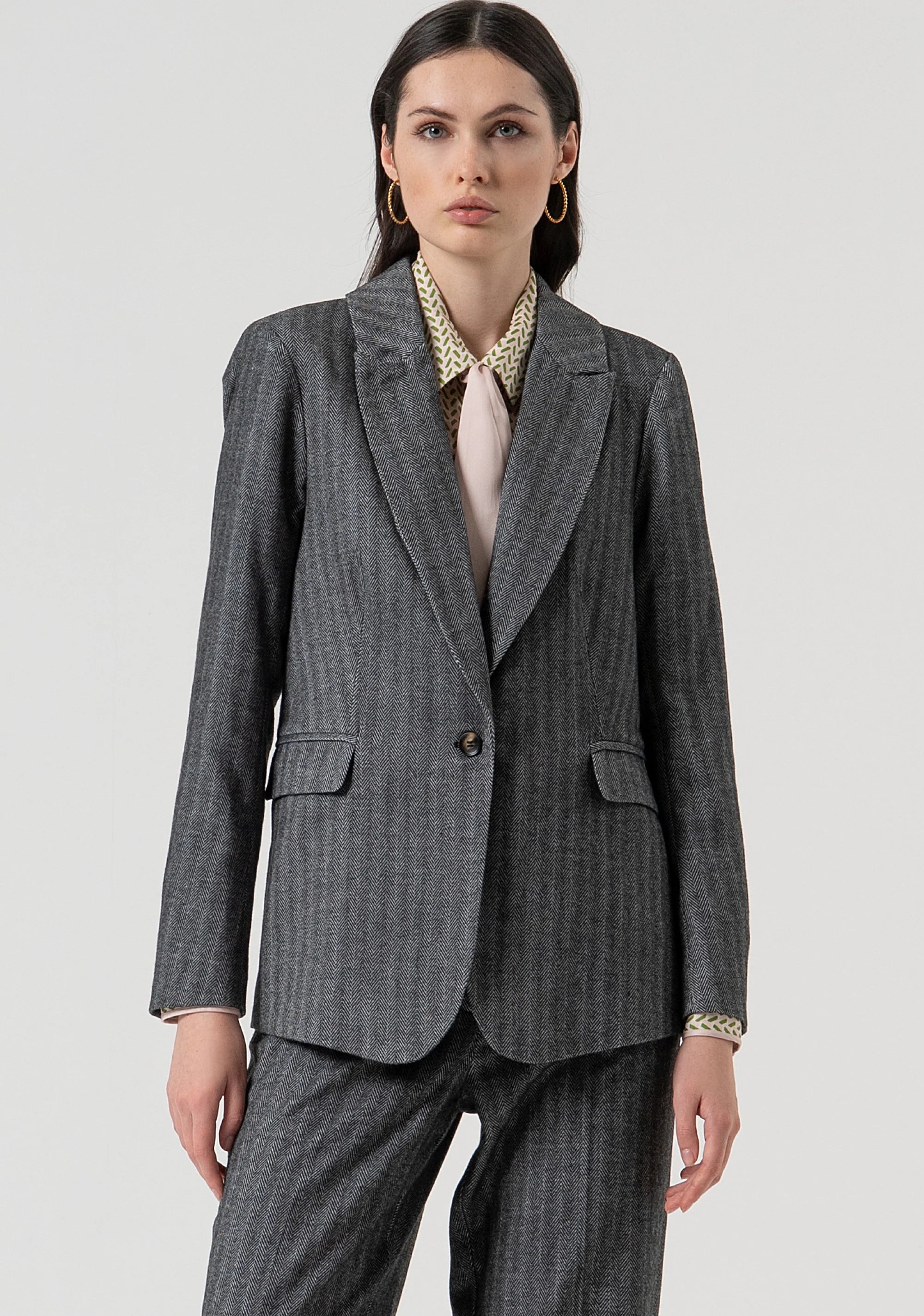 Fracomina Blazer Lã Espinha Comprido - vista frontal