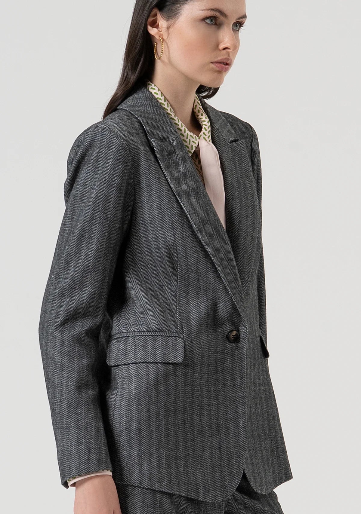 Fracomina Blazer Lã Espinha Comprido - vista alternativa