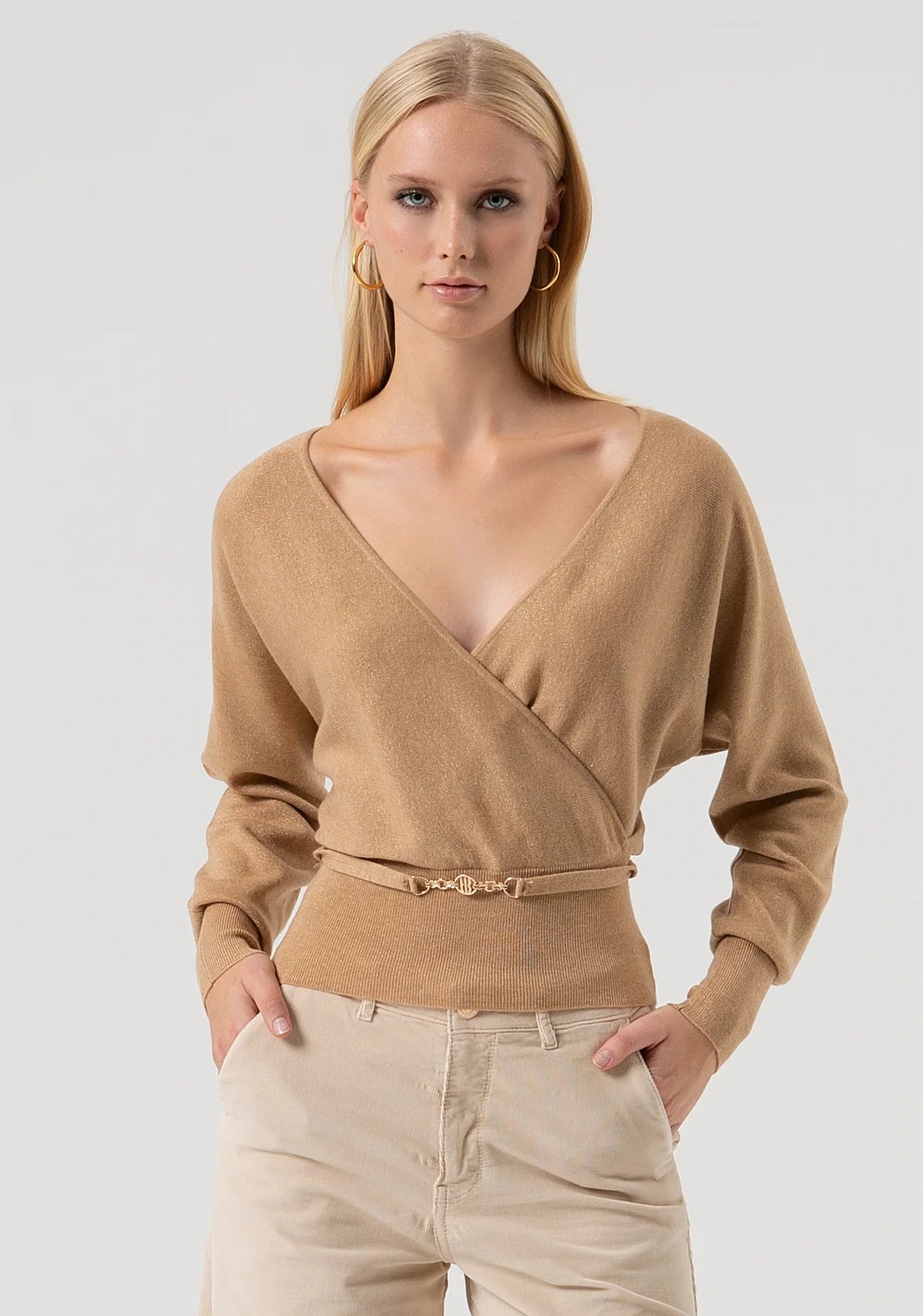 Fracomina Camisola Lurex Lã Malha Modelo 3 - detalhe