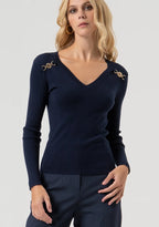 Fracomina Camisola Lã Malha com Aplicação - vista frontal