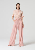 Fracomina Calças Lã Palazzo com Cinto - vista frontal