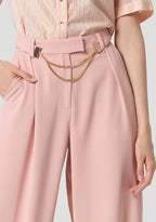 Fracomina Calças Lã Palazzo com Cinto - detalhe