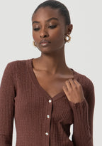 Fracomina Cardigan Lurex Lã Comprido - detalhe