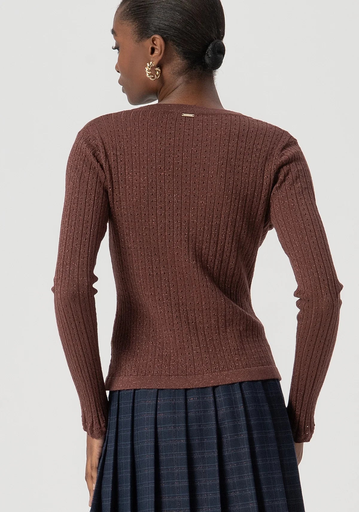 Fracomina Cardigan Lurex Lã Comprido - vista alternativa