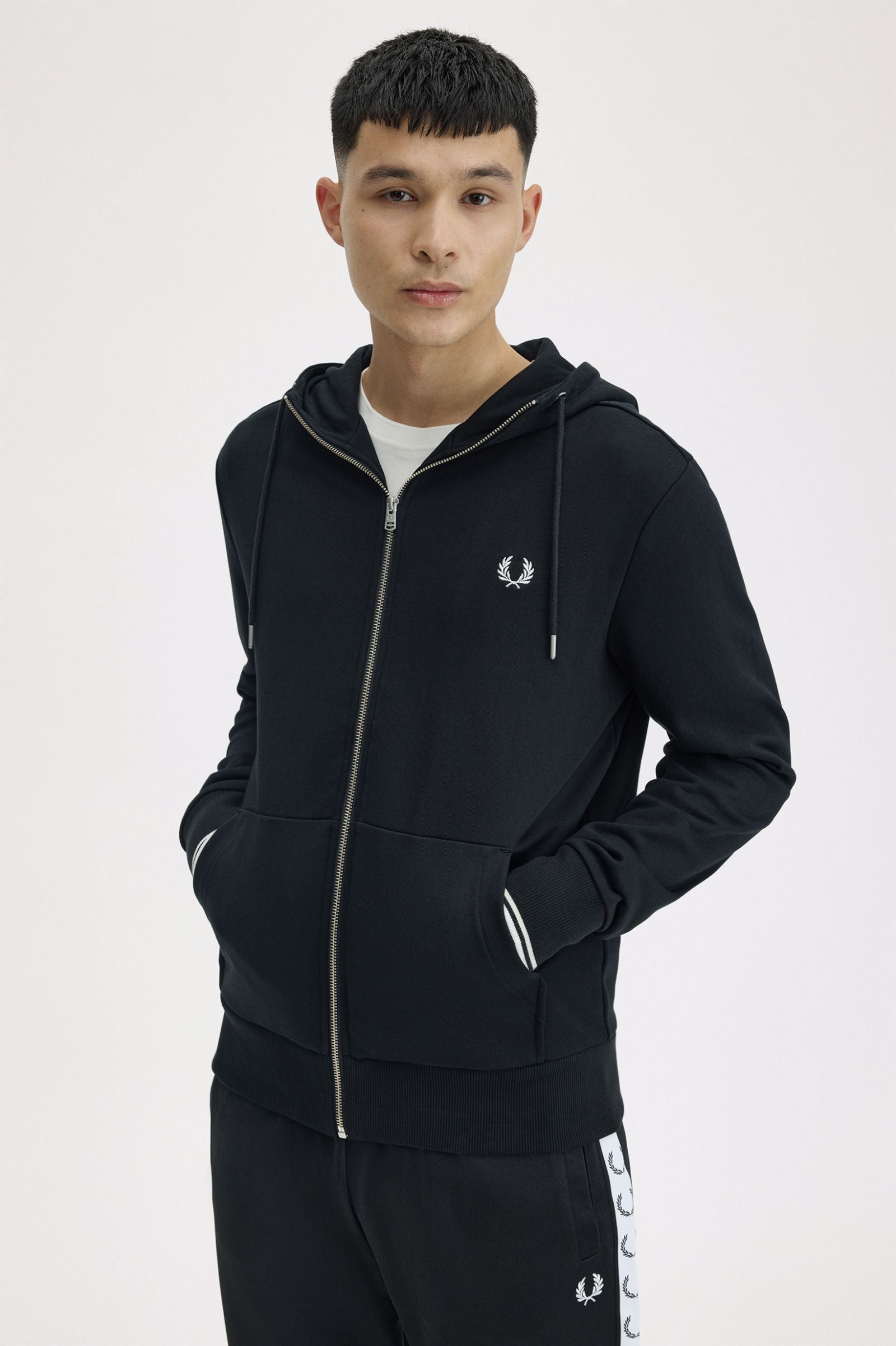 Fred Perry Blusão Bordado às Riscas Algodão - detalhe