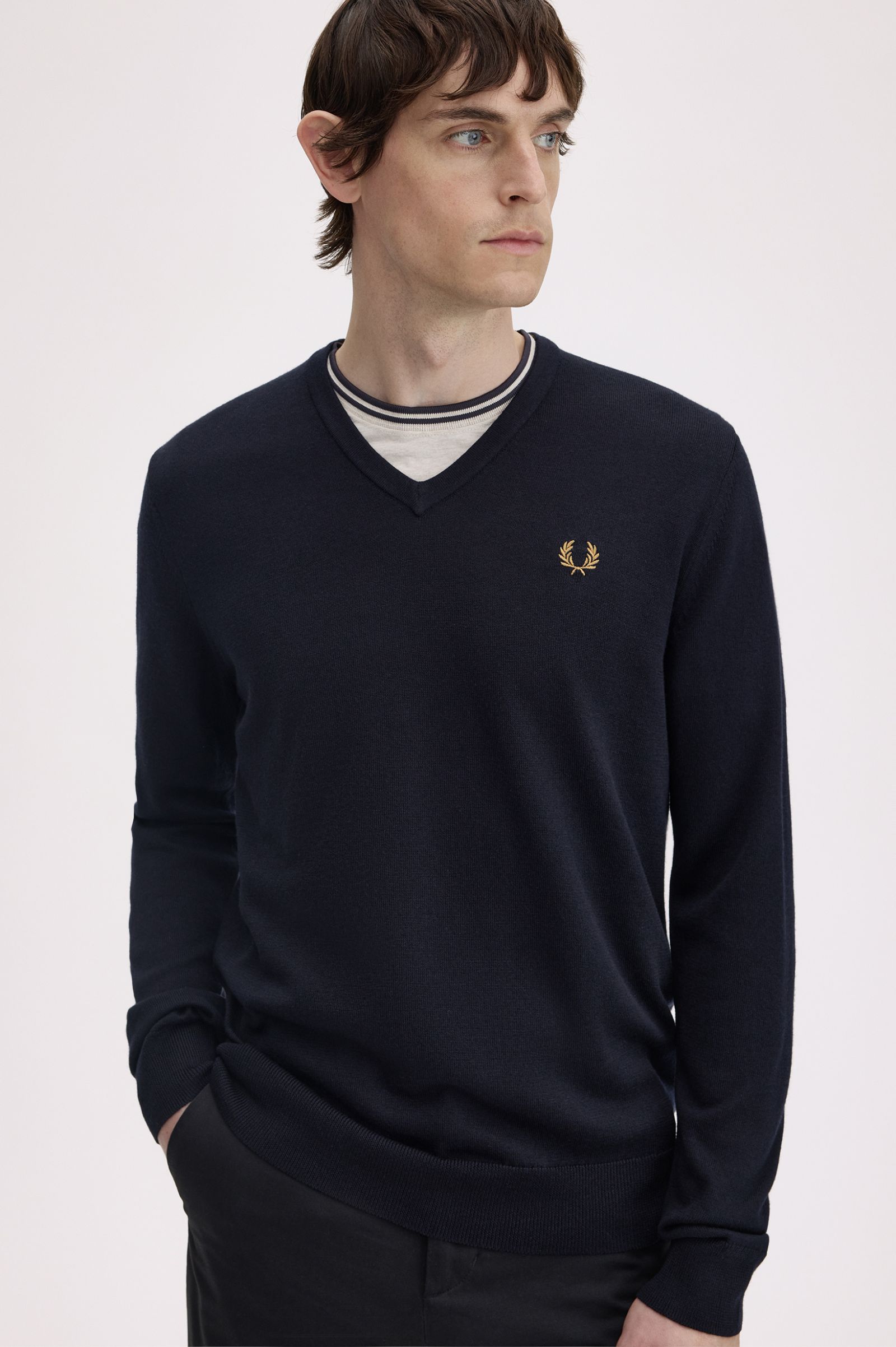 Fred Perry Pullover Lã Merino Algodão Regular Fit - detalhe