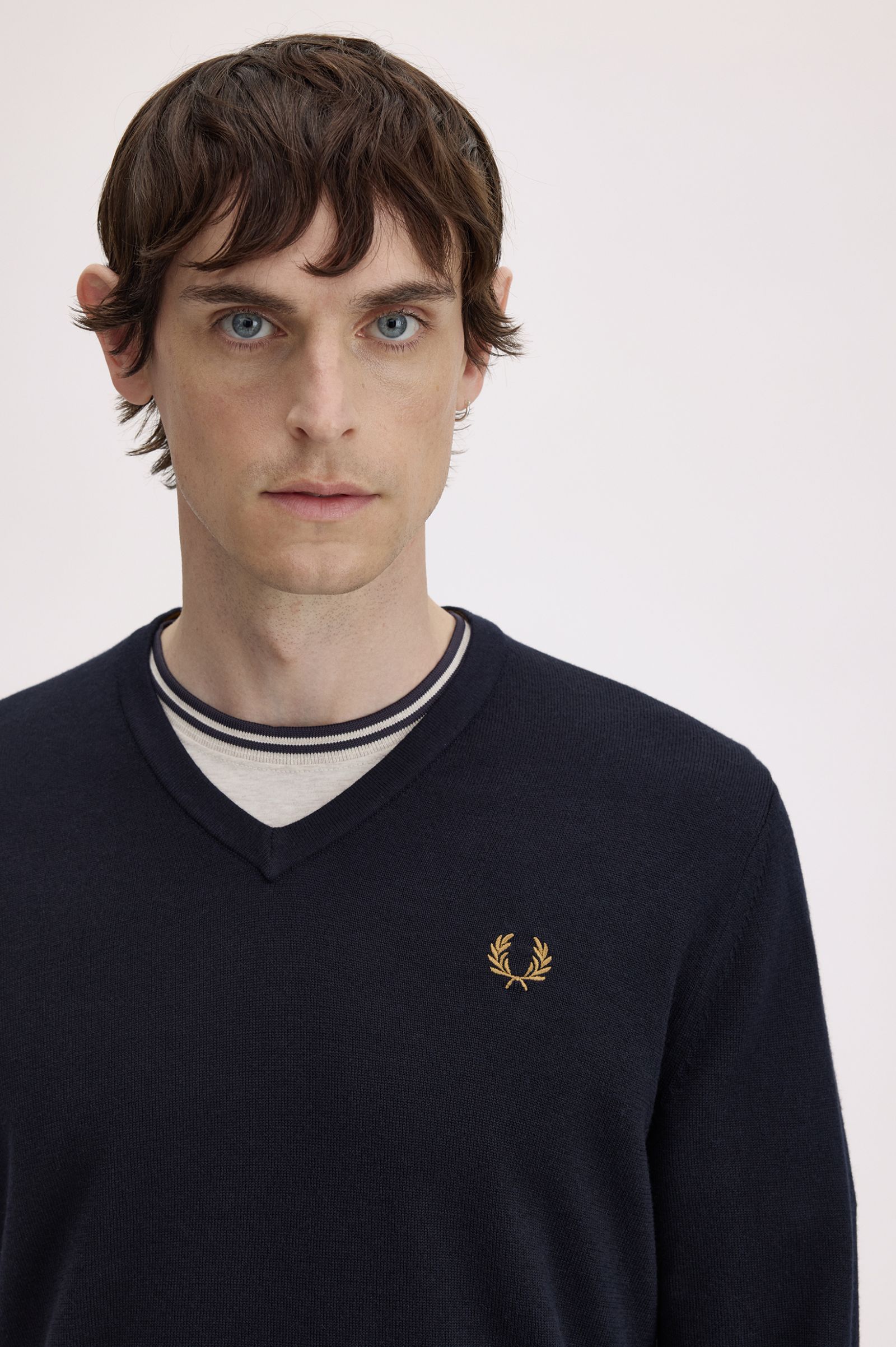 Fred Perry Pullover Lã Merino Algodão Regular Fit