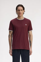 Fred Perry T-shirt with striped collar and cuffs in various colours