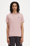 Fred Perry T-shirt Algodão Regular Fit Gola Redonda Modelo 8 rosa - vista frontal