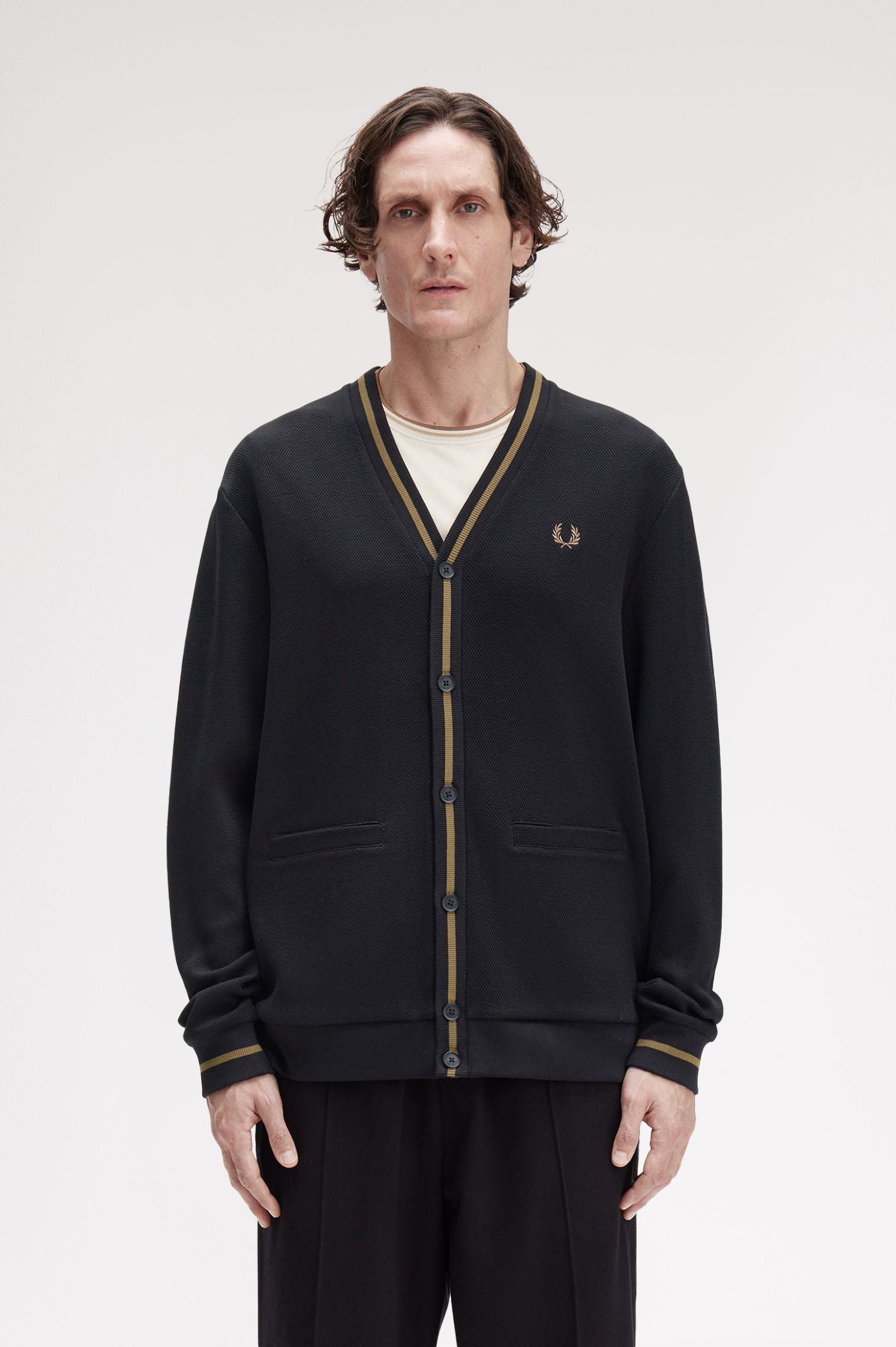 Fred Perry Casaco Piqué Algodão preto - vista frontal