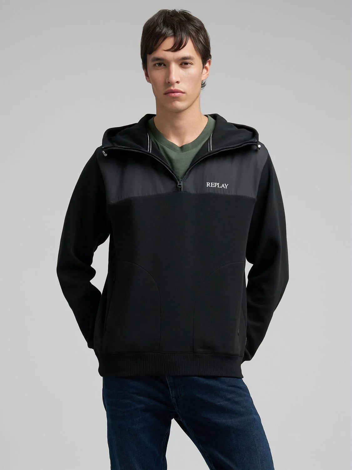 Replay Hoodie Homem preto - vista frontal