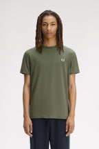 Fred Perry t-shirt algodão gola redonda com coroa de louros