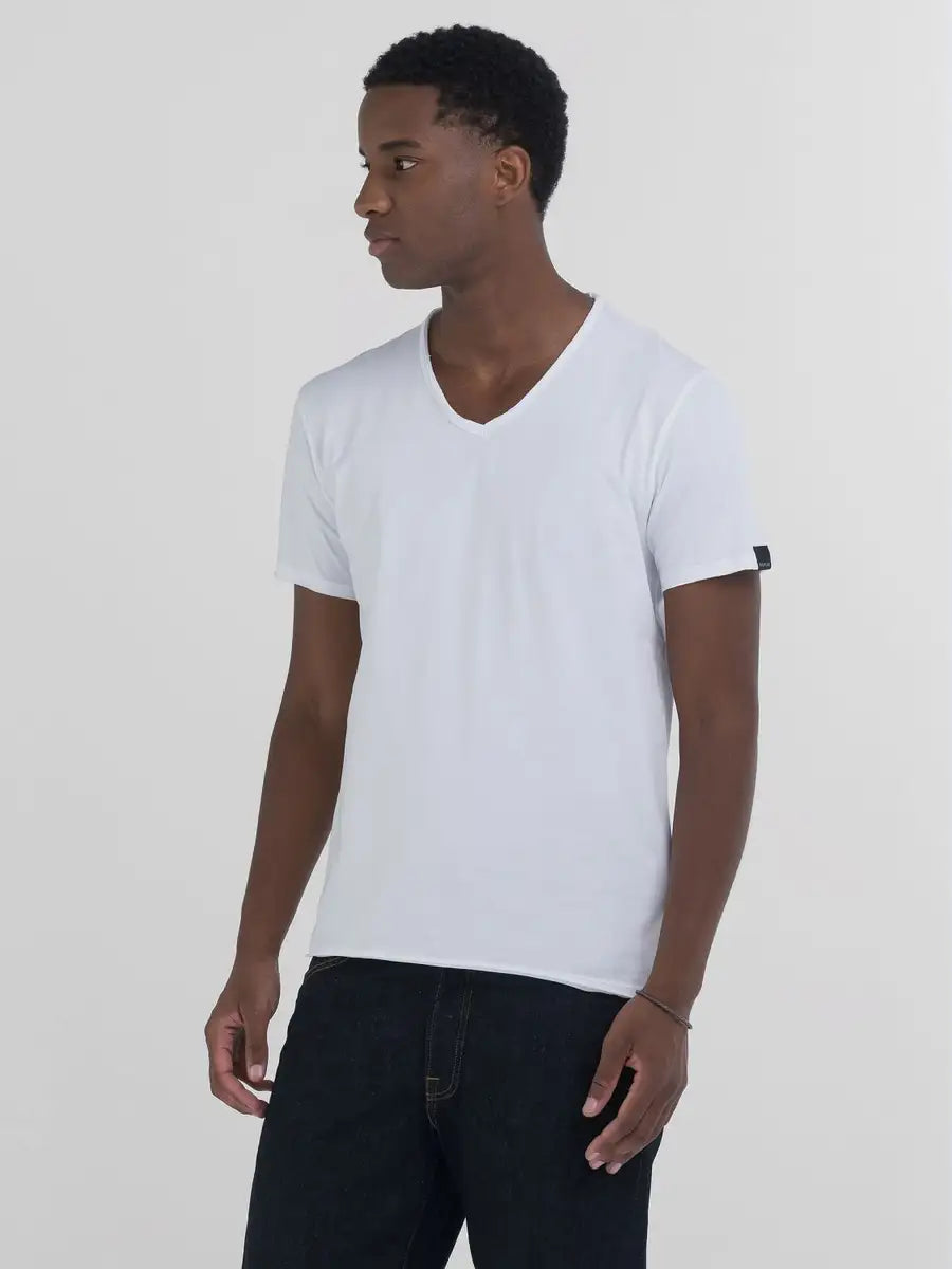 Replay T-shirt V branco 29 - vista frontal