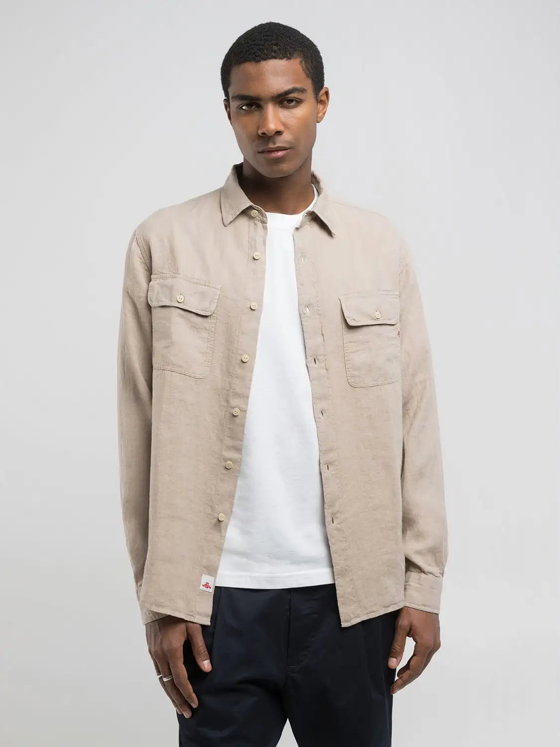 Replay Camisa linho bege - vista frontal