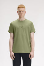 Fred Perry T-shirt Bordado Algodão Regular Fit verde 32 - vista frontal