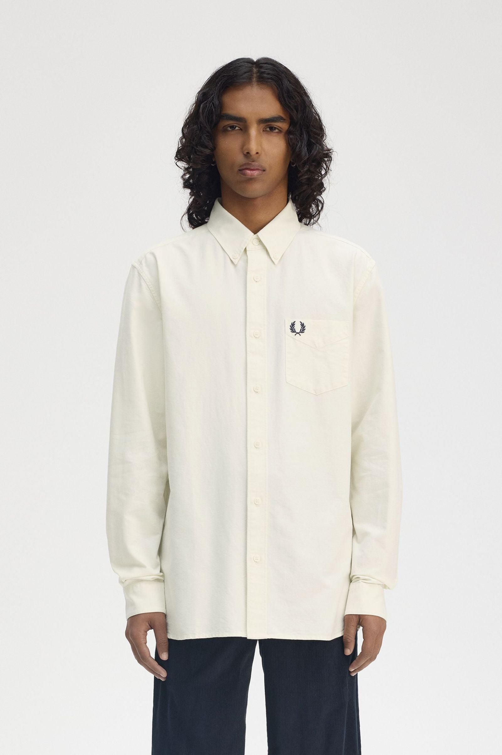 Fred Perry Camisa Algodão Oxford Regular Fit bege - vista frontal