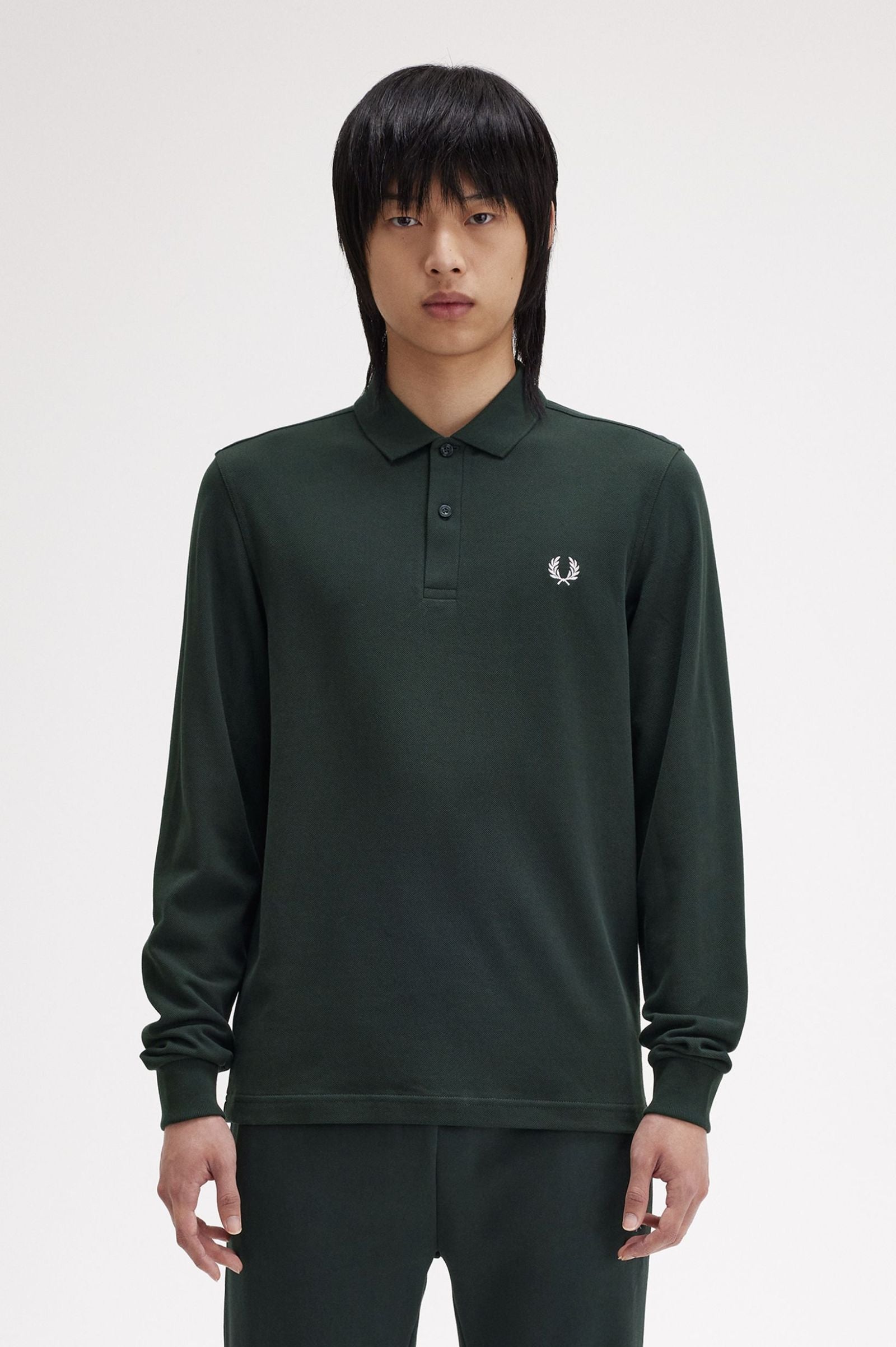 Fred Perry Polo Piqué Algodão Regular Fit Modelo 7 verde 23 - vista frontal