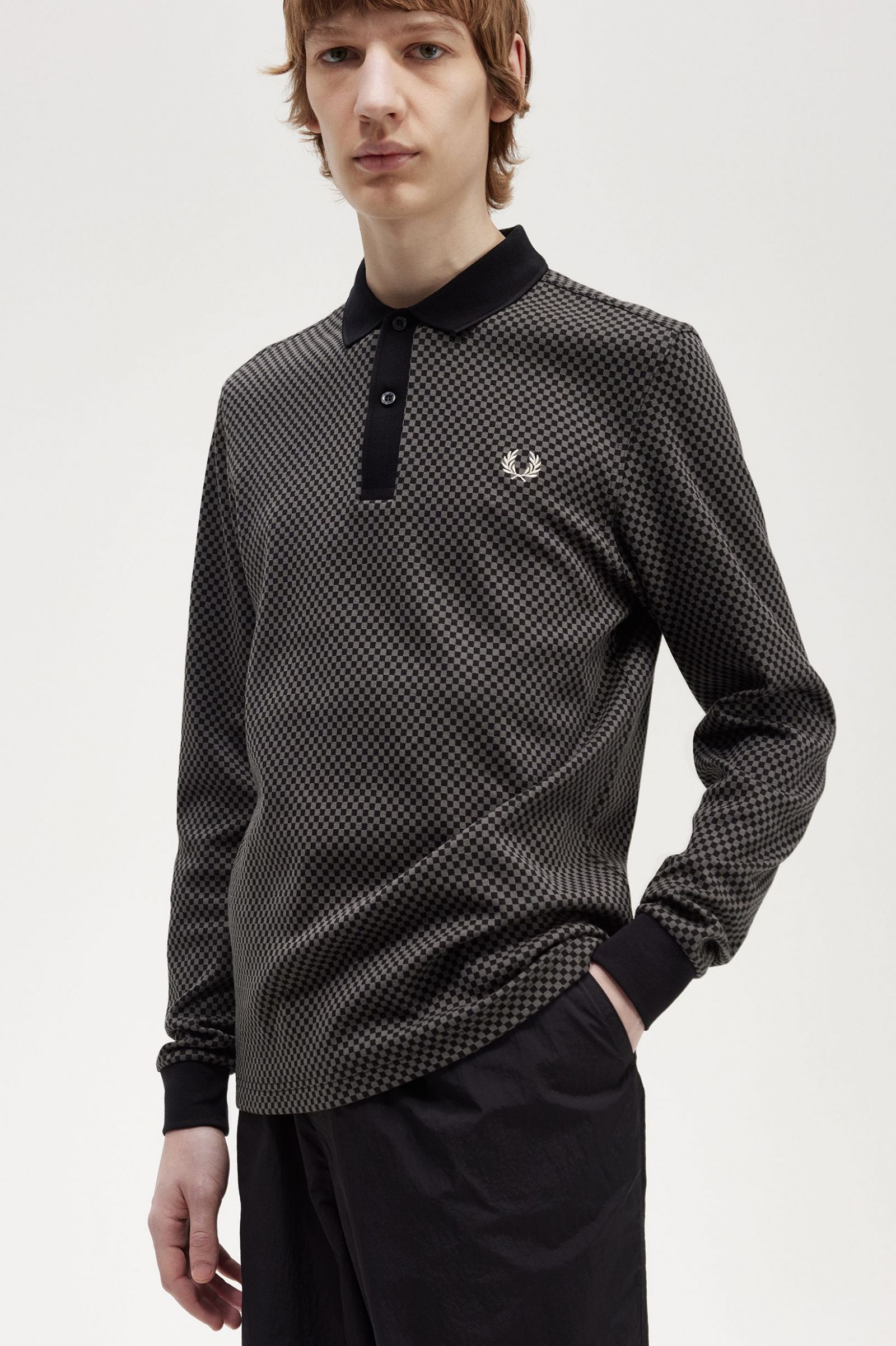Fred Perry Polo Bordado Xadrez Piqué - vista frontal