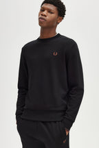 Fred Perry Sweatshirt Bordado Algodão Regular Fit Modelo 6 preto - vista frontal