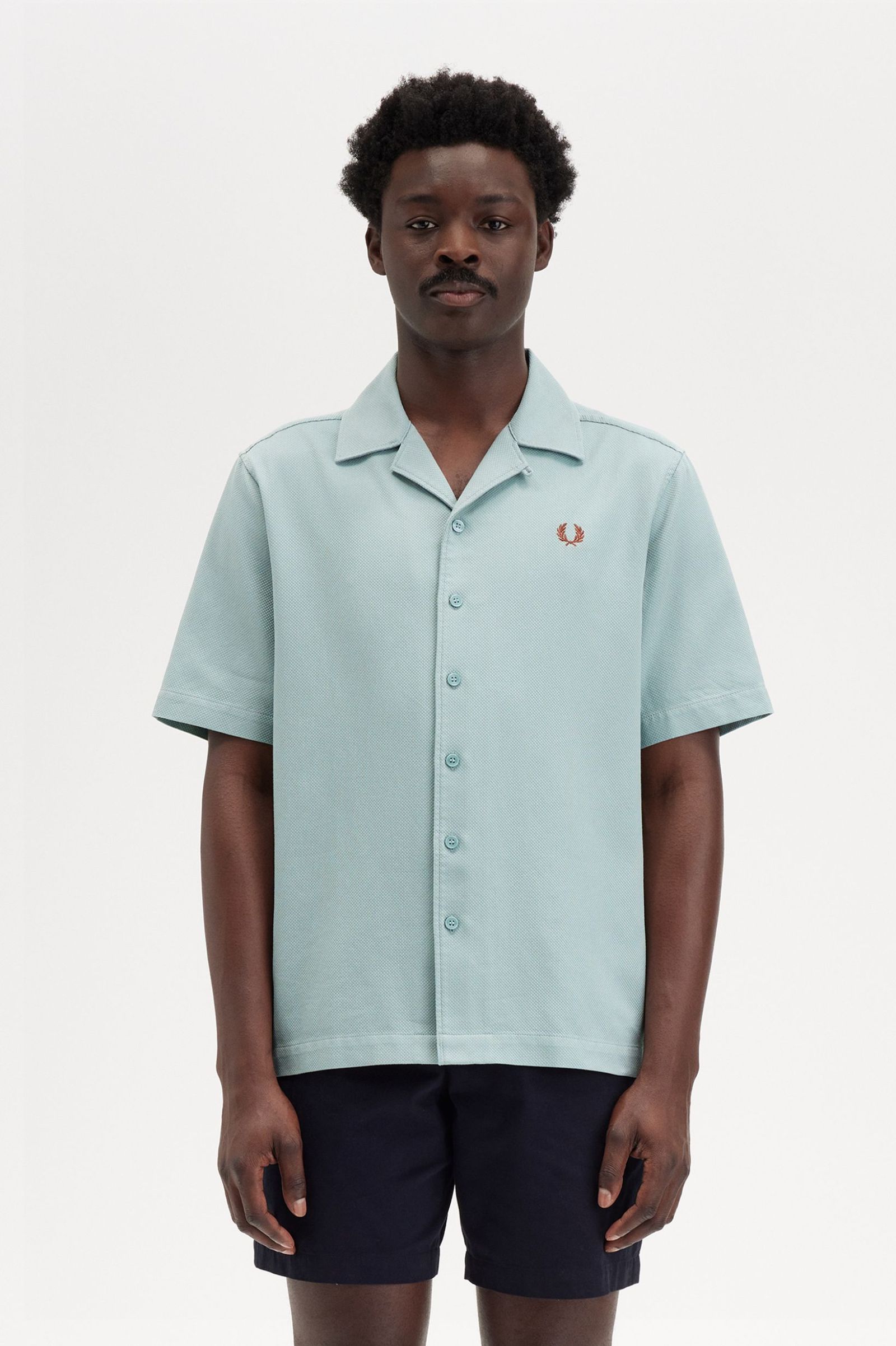 Fred Perry Camisa Bordado Piqué Algodão cinza - vista frontal