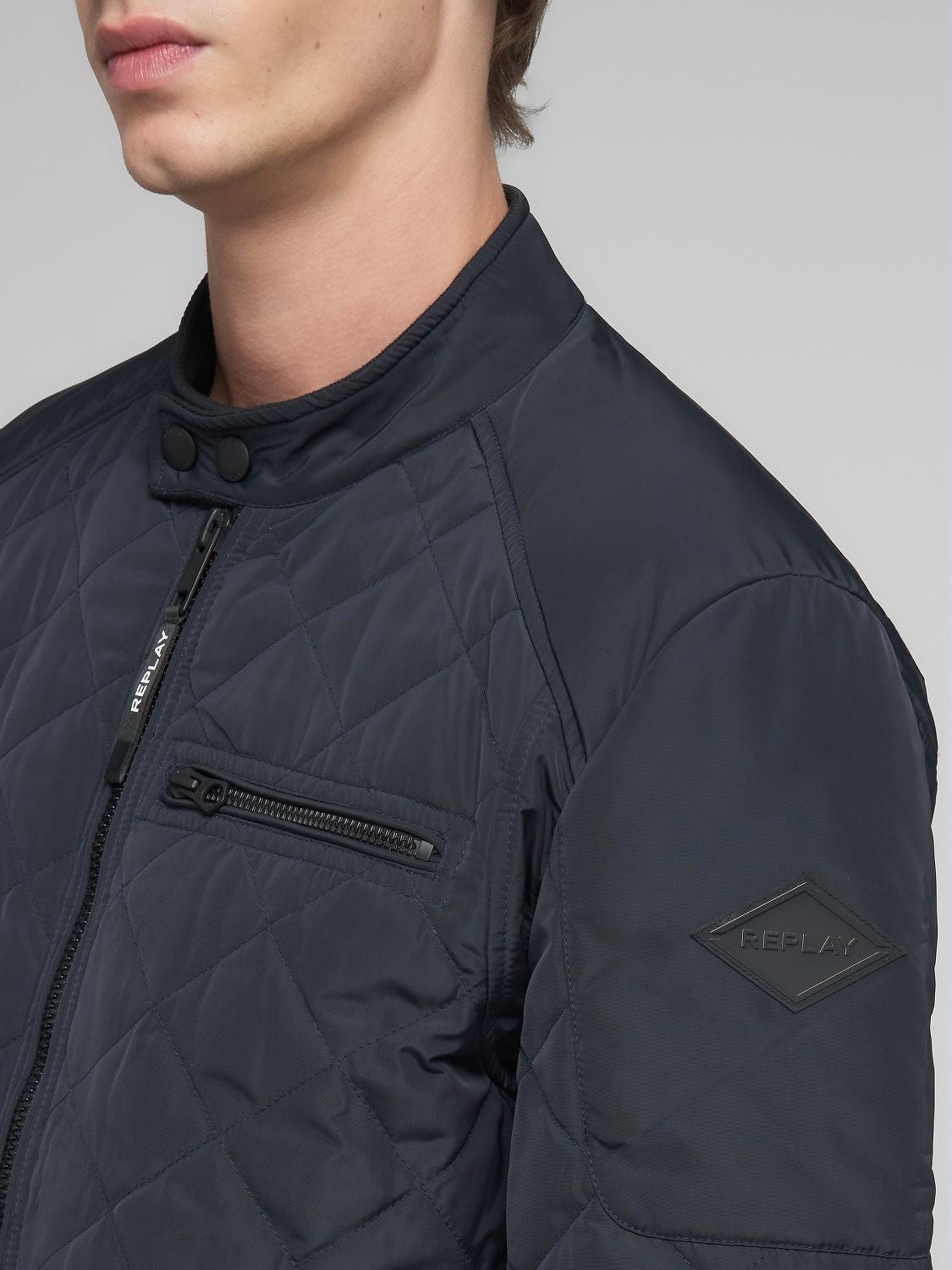 Replay Blusão impermeável com losangos - detalhe