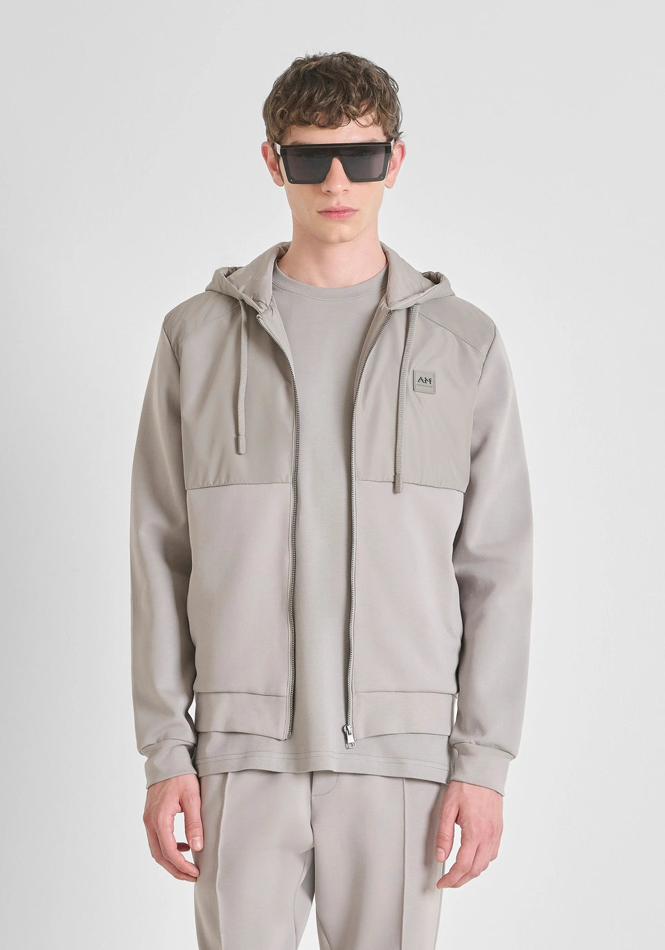 Antony Morato Hoodie Algodão Interlock com Capuz cinza - vista frontal