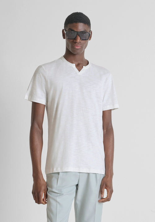 Antony Morato t-shirt gola bico regular fit branco bege