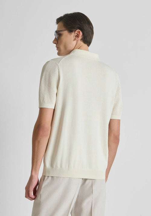 Antony Morato Perforated knit polo shirt Zip collar