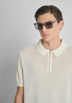 Antony Morato Perforated knit polo shirt Zip collar