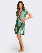 Impetus Camisón de algodón estampado de manga corta con escote en "V"