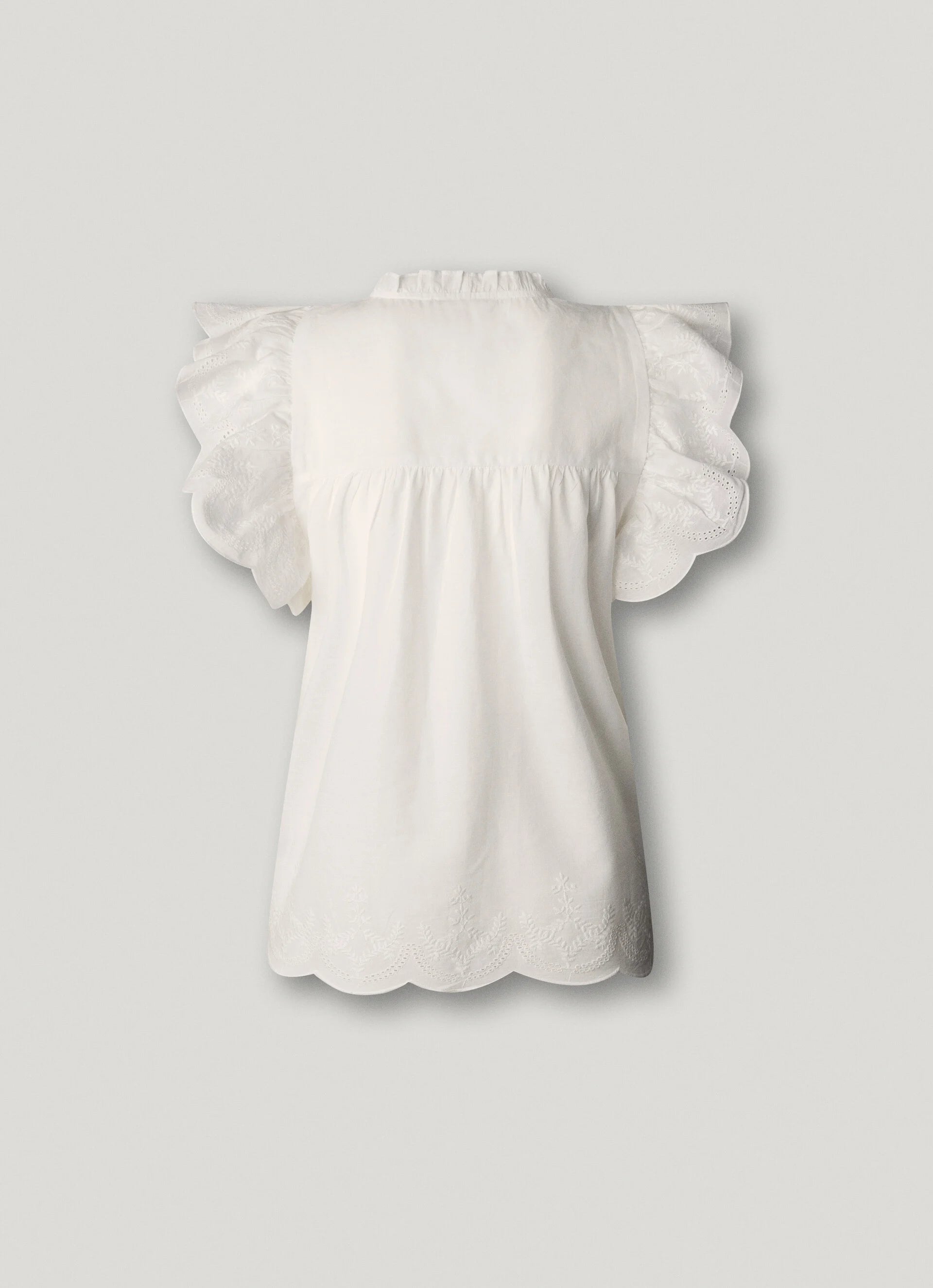 Pepe Jeans blusa manga borboleta bordados florais algodão