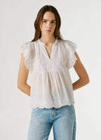 Pepe Jeans blusa manga borboleta bordados florais algodão