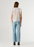 Pepe Jeans blusa manga borboleta bordados florais algodão