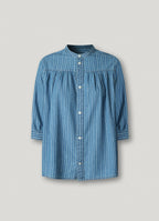 Pepe Jeans camisa ganga riscas brancas gola mandarim