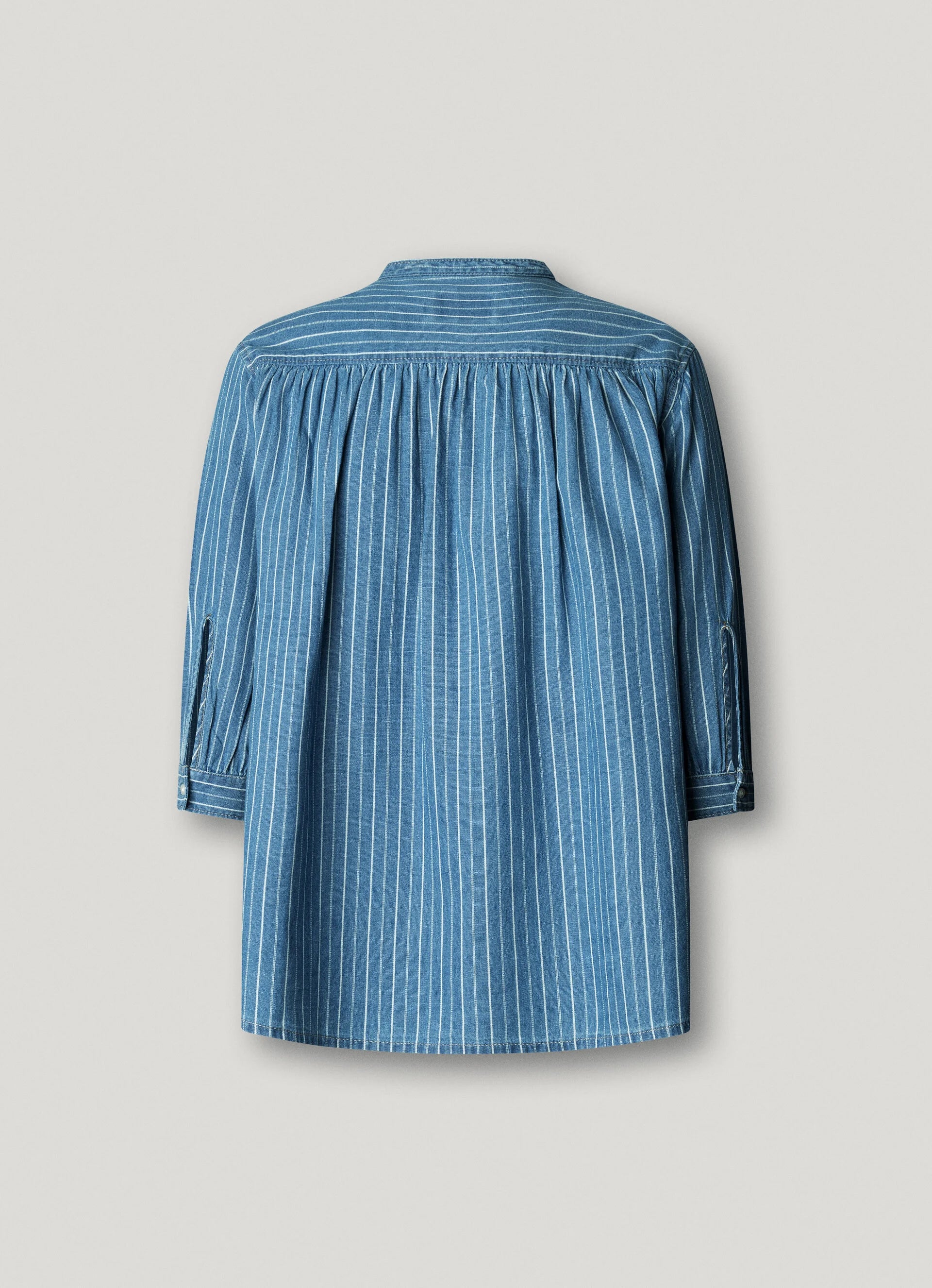 Pepe Jeans camisa ganga riscas brancas gola mandarim