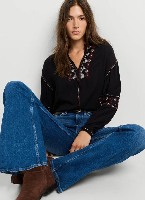 Pepe Jeans Blusa bordados etnicos