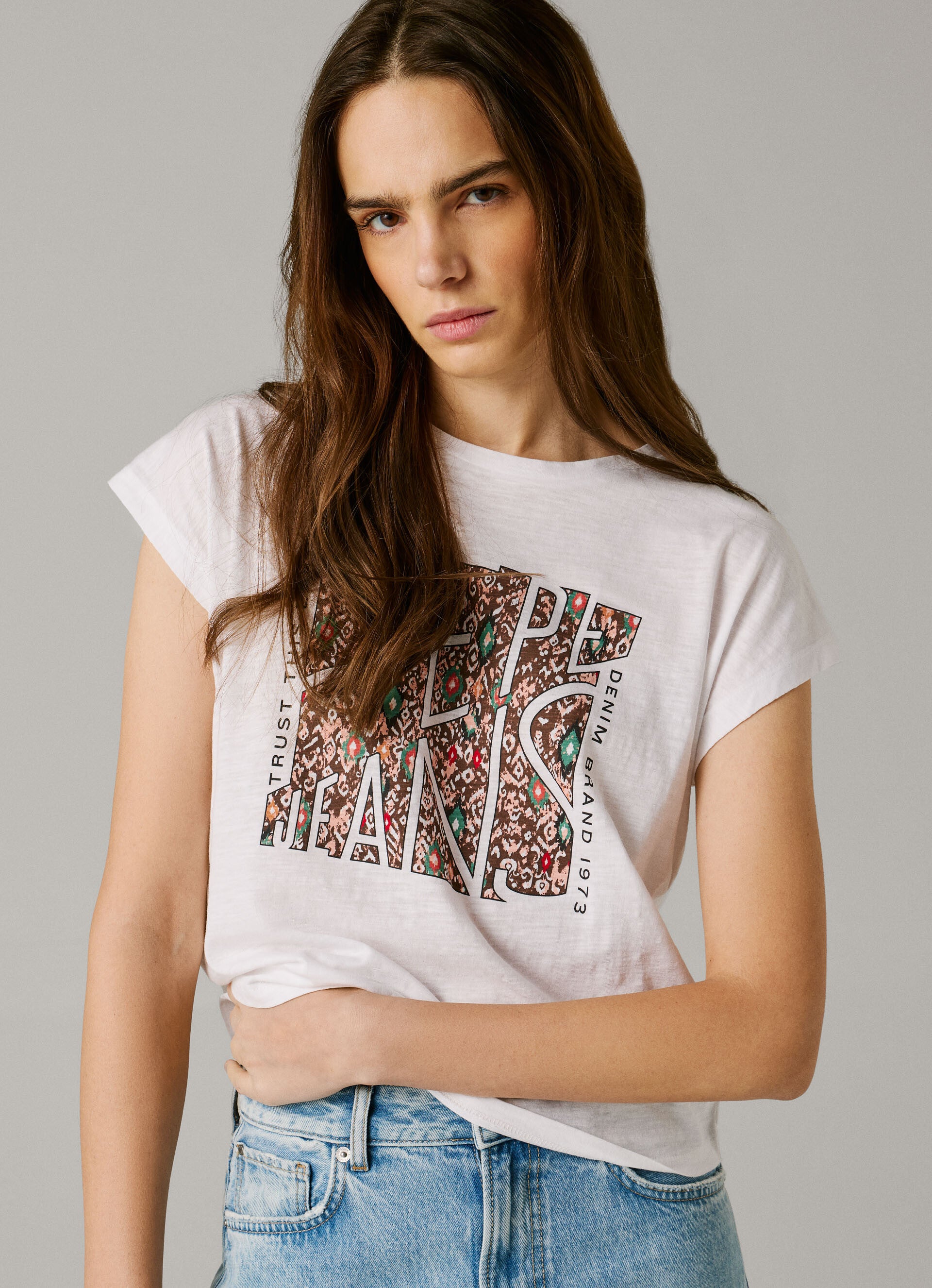 Pepe Jeans t-shirt jersey mesclado logo étnico estampado
