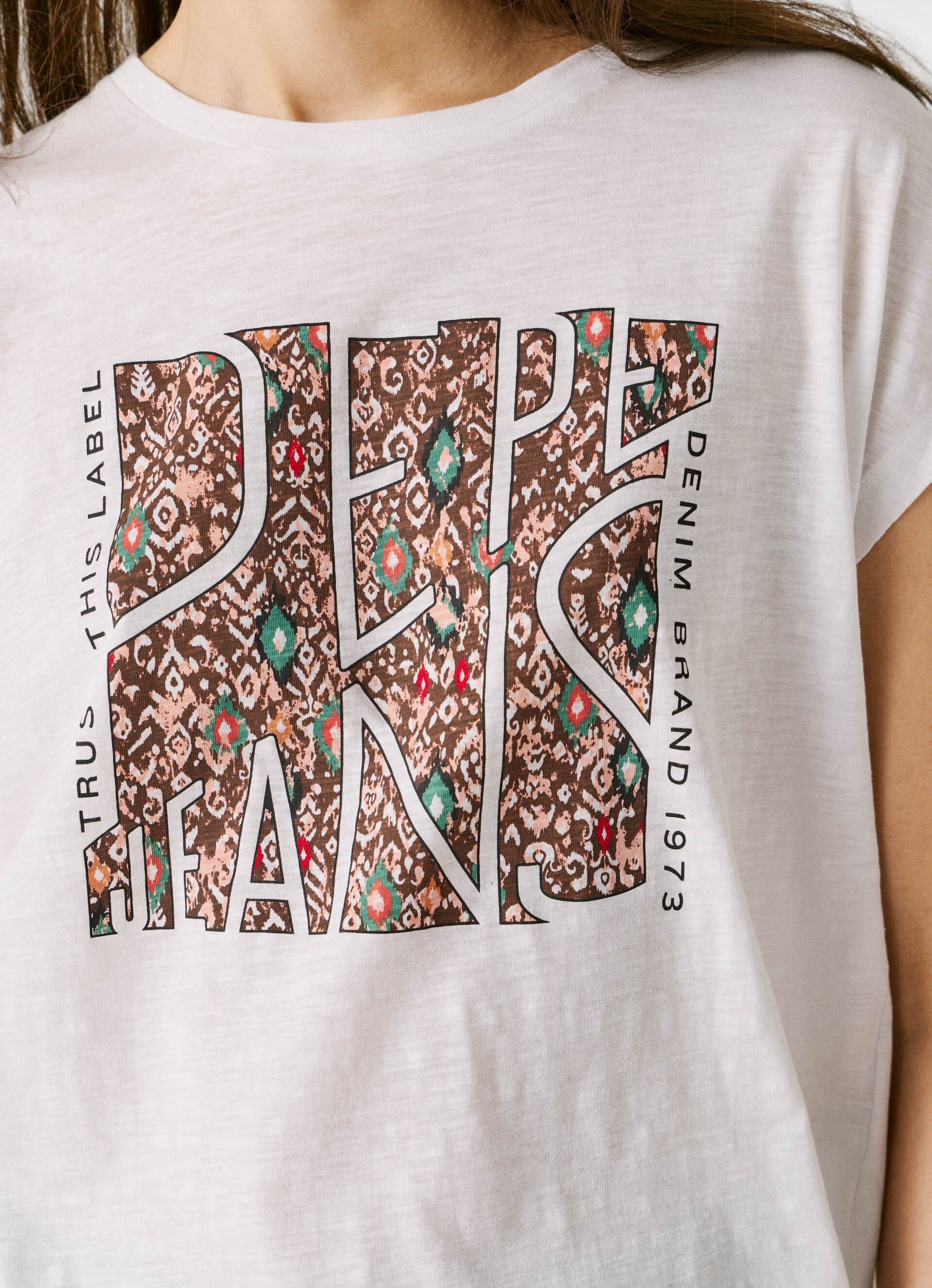 Pepe Jeans t-shirt jersey mesclado logo étnico estampado