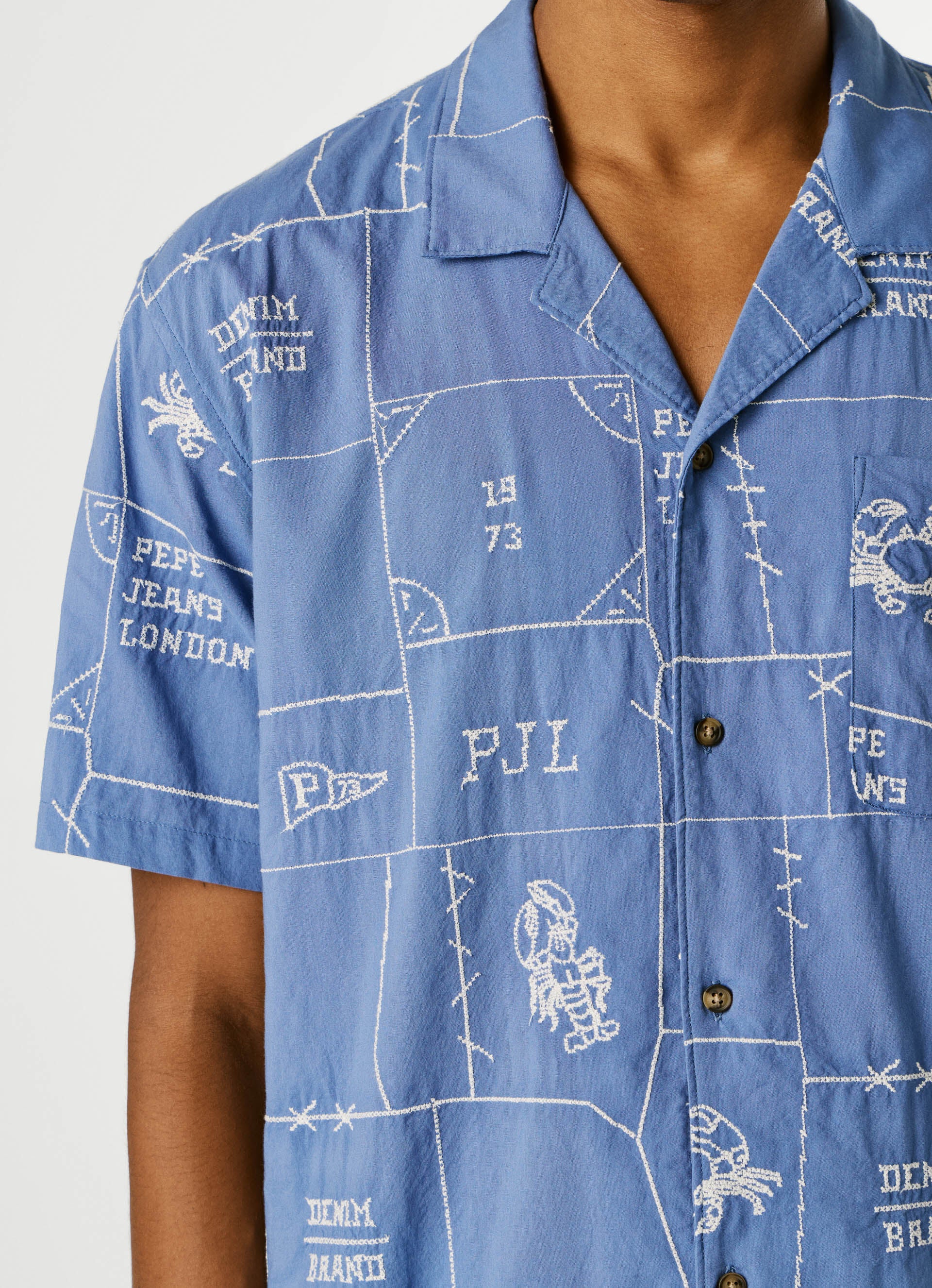 Pepe Jeans Camisa manga curta azul estampada