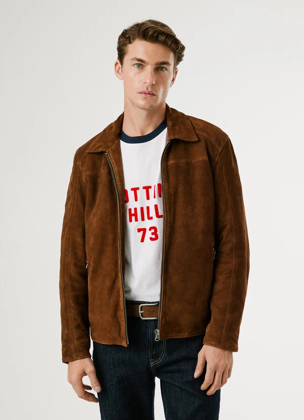 Blusão de Pele Pepe Jeans marrom - vista frontal