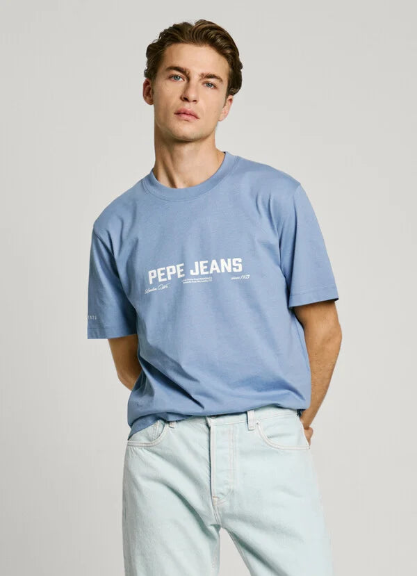 T-shirt Pepe Jeans com Logo azul - vista frontal